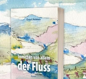 Buchcover mit Wasserfarbenzeichnung eines Flusses