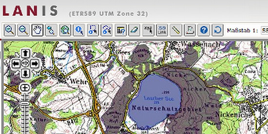 Screenshot aus dem Geoportal der Naturschutzverwaltung mit Karte