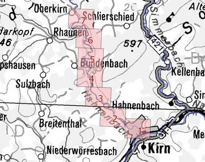 Die Karte zeigt die Überschwemmungsgebiete des Hahnenbachs