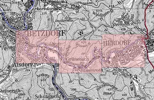 Die Karte zeigt die Überschwemmungsgebiete der Heller.