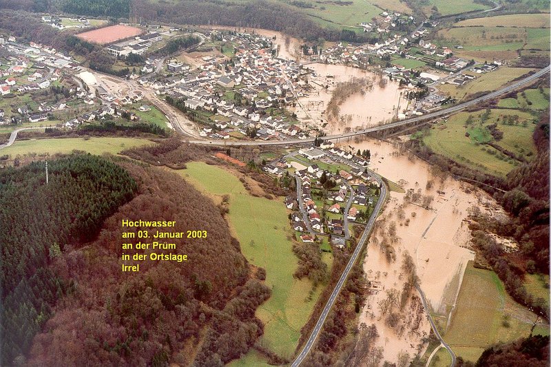 Das Bild zeigt Hochwasser der Prüm