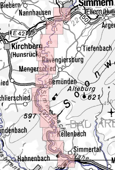 Die Karte zeigt die Überschwemmungsgebiete des Simmerbachs
